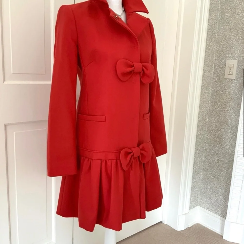 Red Valentino wool blend red coat with bows - Picture 5 of 12